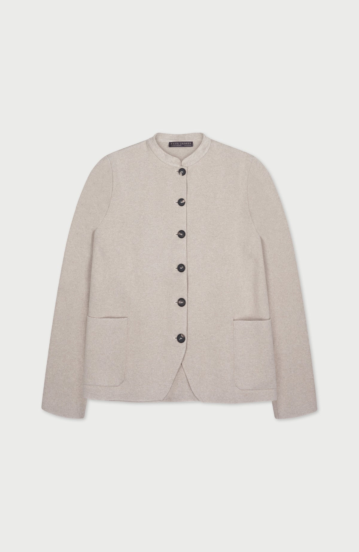 Womens Midweight Cotton Knitted Nehru Jacket