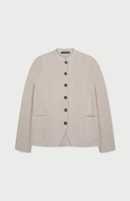 Womens Midweight Cotton Knitted Nehru Jacket