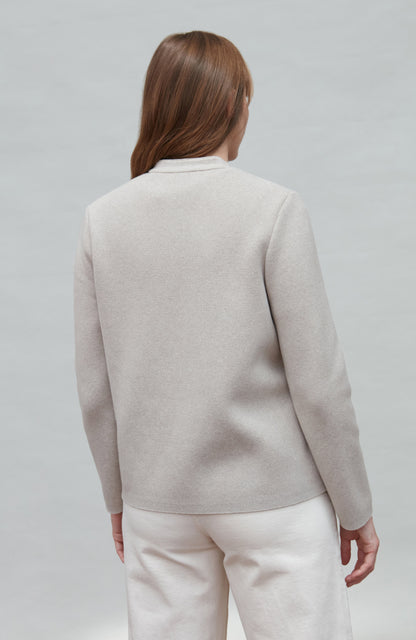 Womens Midweight Cotton Knitted Nehru Jacket
