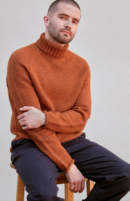 Mens British Wool Fishermans Roll Neck Jumper