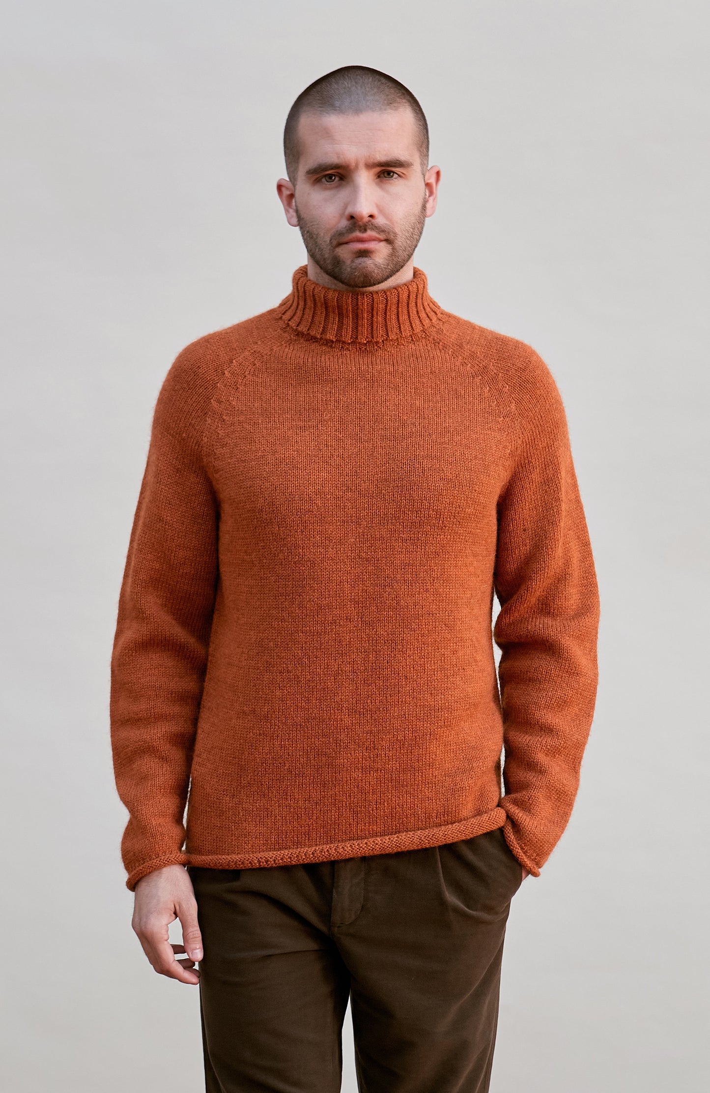 Mens British Wool Fishermans Roll Neck Jumper