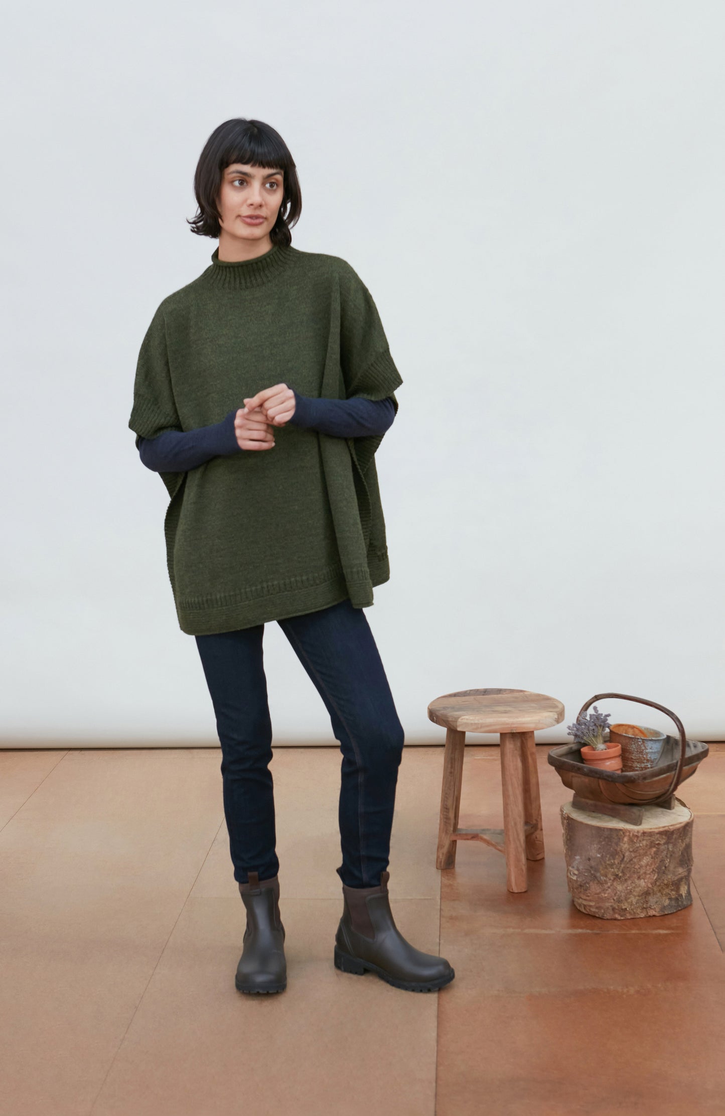 Womens Chunky Merino Wool Poncho