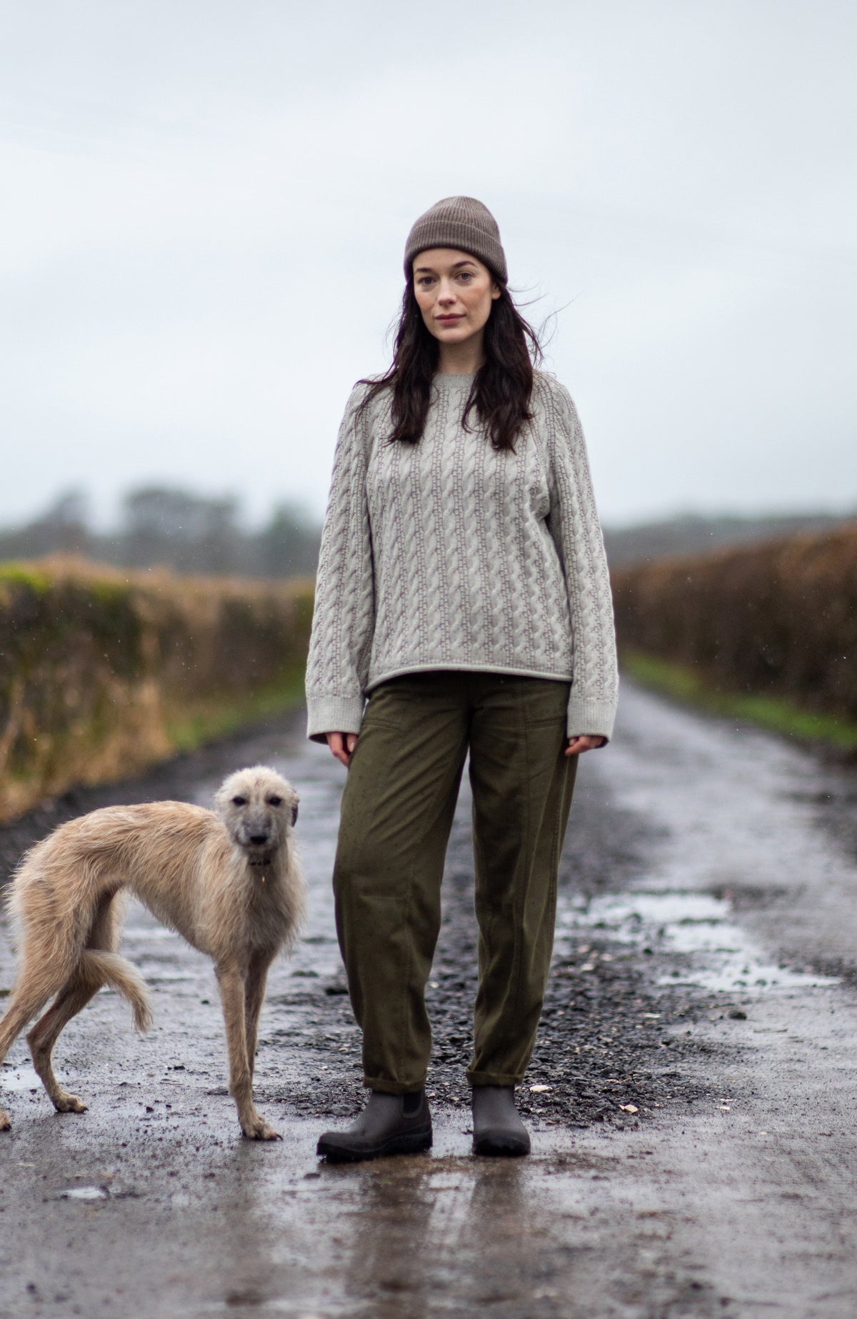 Womens Heavyweight Cotton Textured Cable Jumper