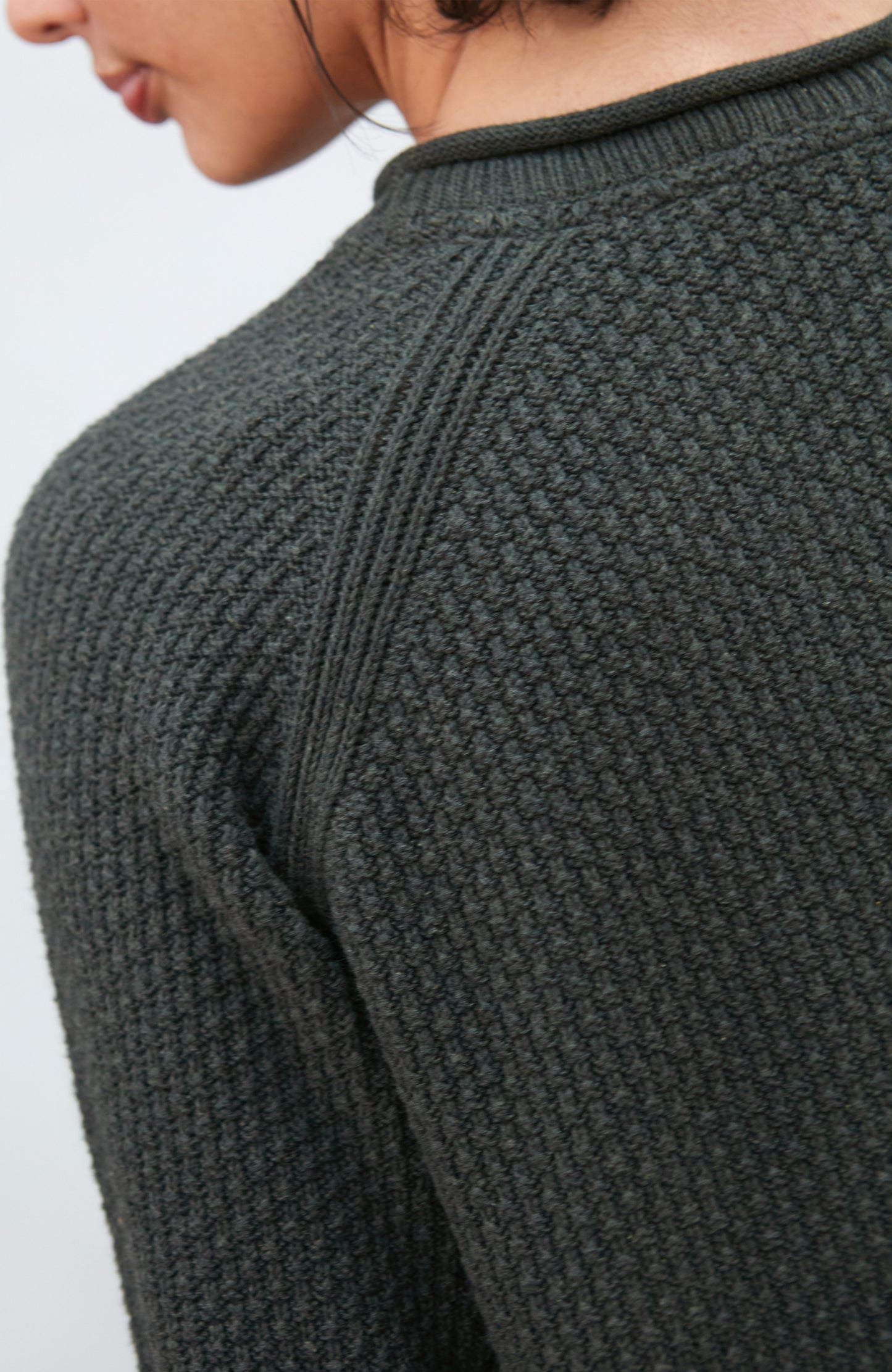 Womens Midweight Cotton Moss Stitch Jumper