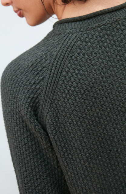 Womens Midweight Cotton Moss Stitch Jumper