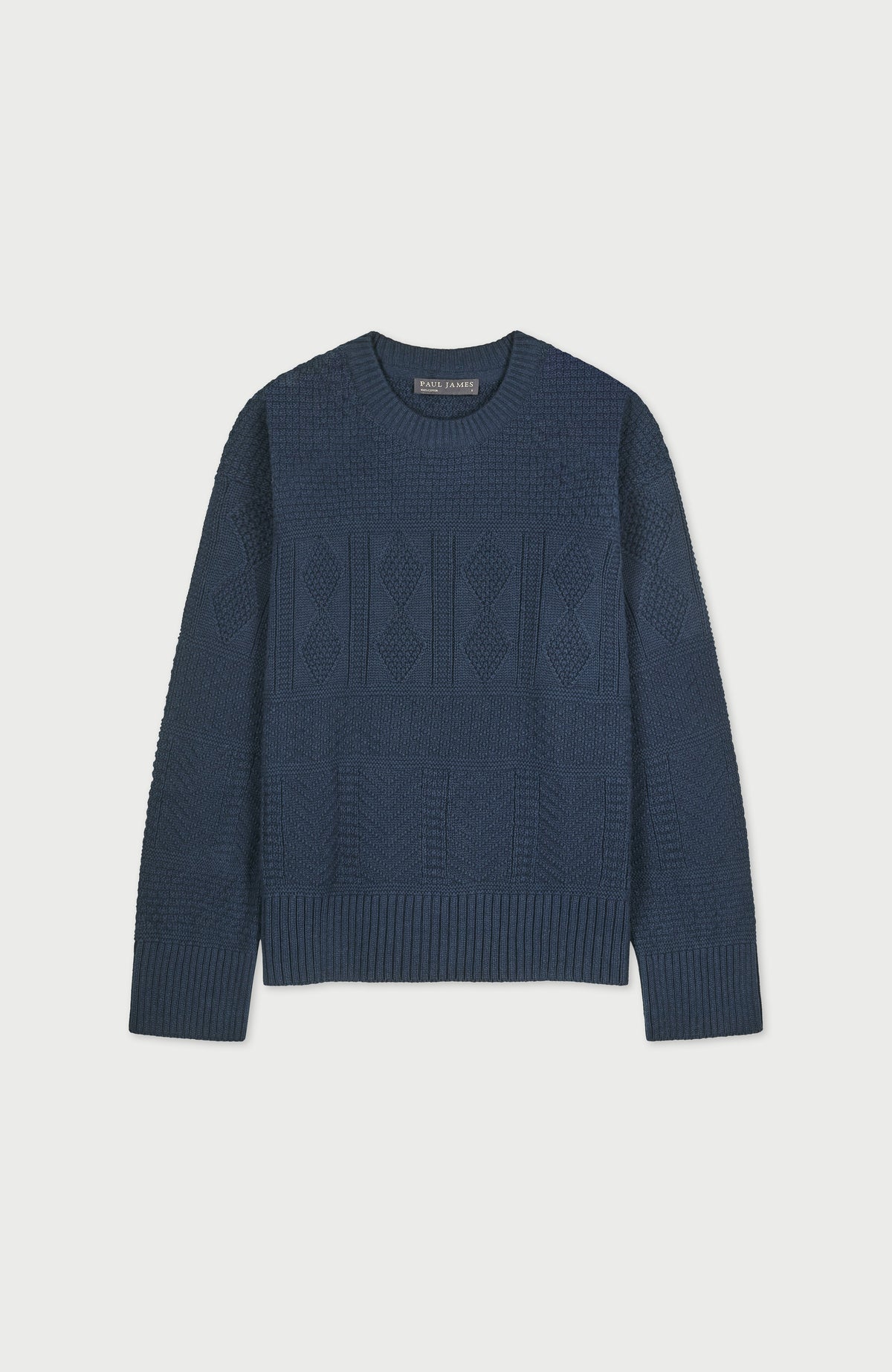 Womens Midweight Cotton Textured Block Jumper