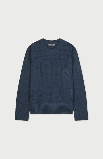 Womens Midweight Cotton Textured Block Jumper