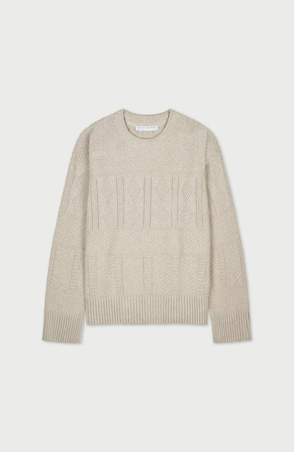 Womens Midweight Cotton Textured Block Jumper