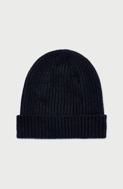 100% Cashmere Ribbed Beanie Hat
