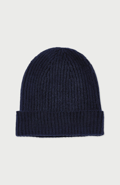 100% Cashmere Ribbed Beanie Hat