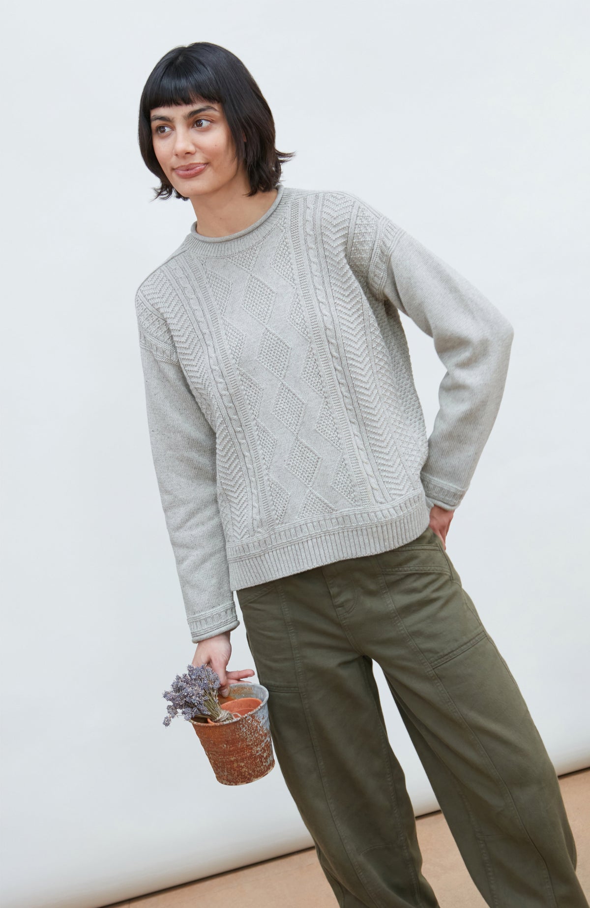 Womens Midweight Cotton Gansey Jumper