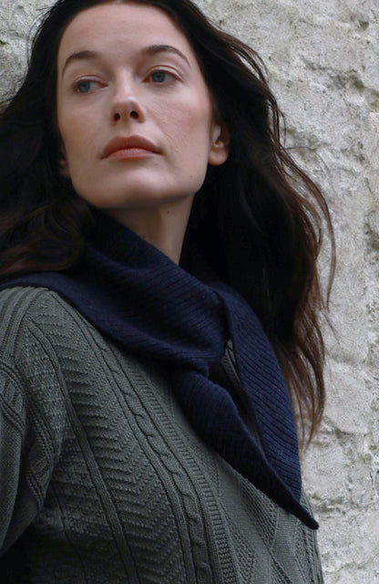 Lambswool Ribbed Triangle Scarf