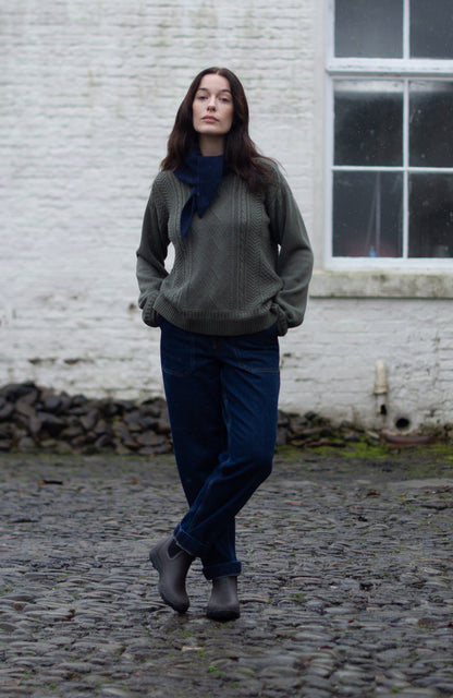 Womens Midweight Cotton Gansey Jumper