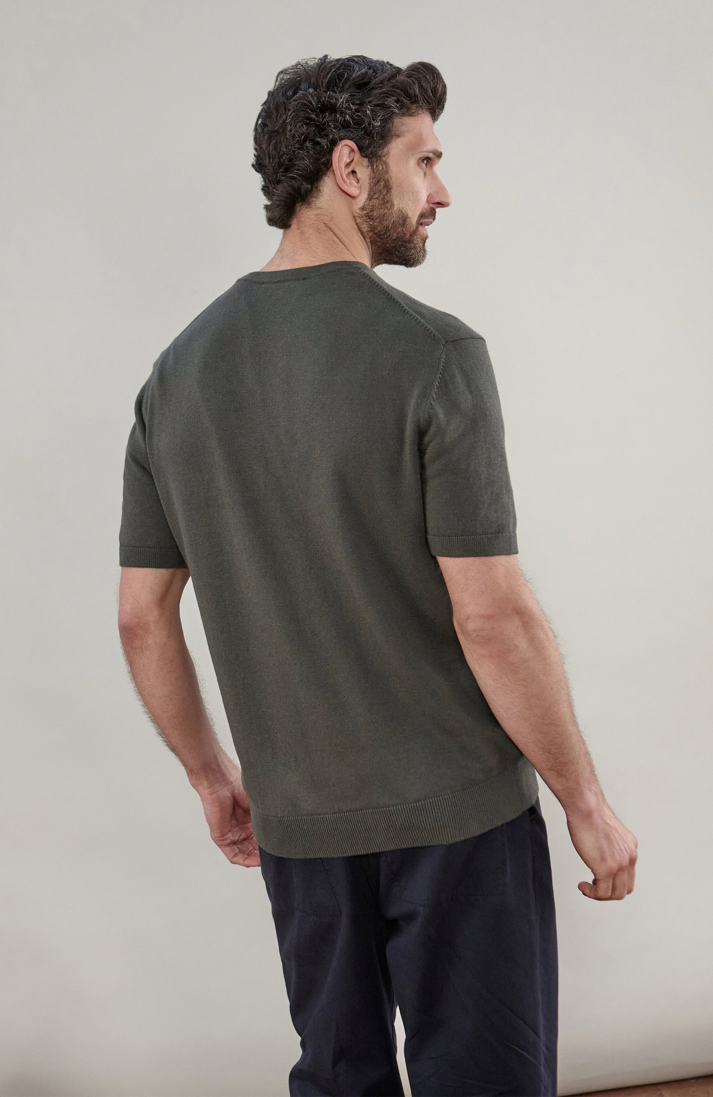 Mens Lightweight Organic Cotton Linen Short Sleeve Jumper