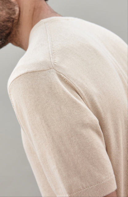 Mens Lightweight Organic Cotton Linen Short Sleeve Jumper