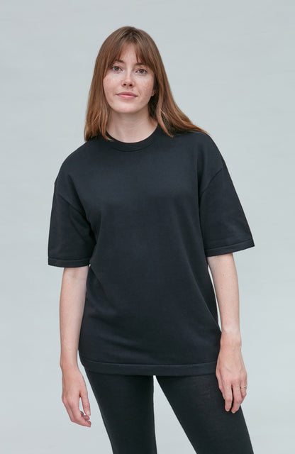 Womens Lightweight Cotton Oversized Knitted T-Shirt