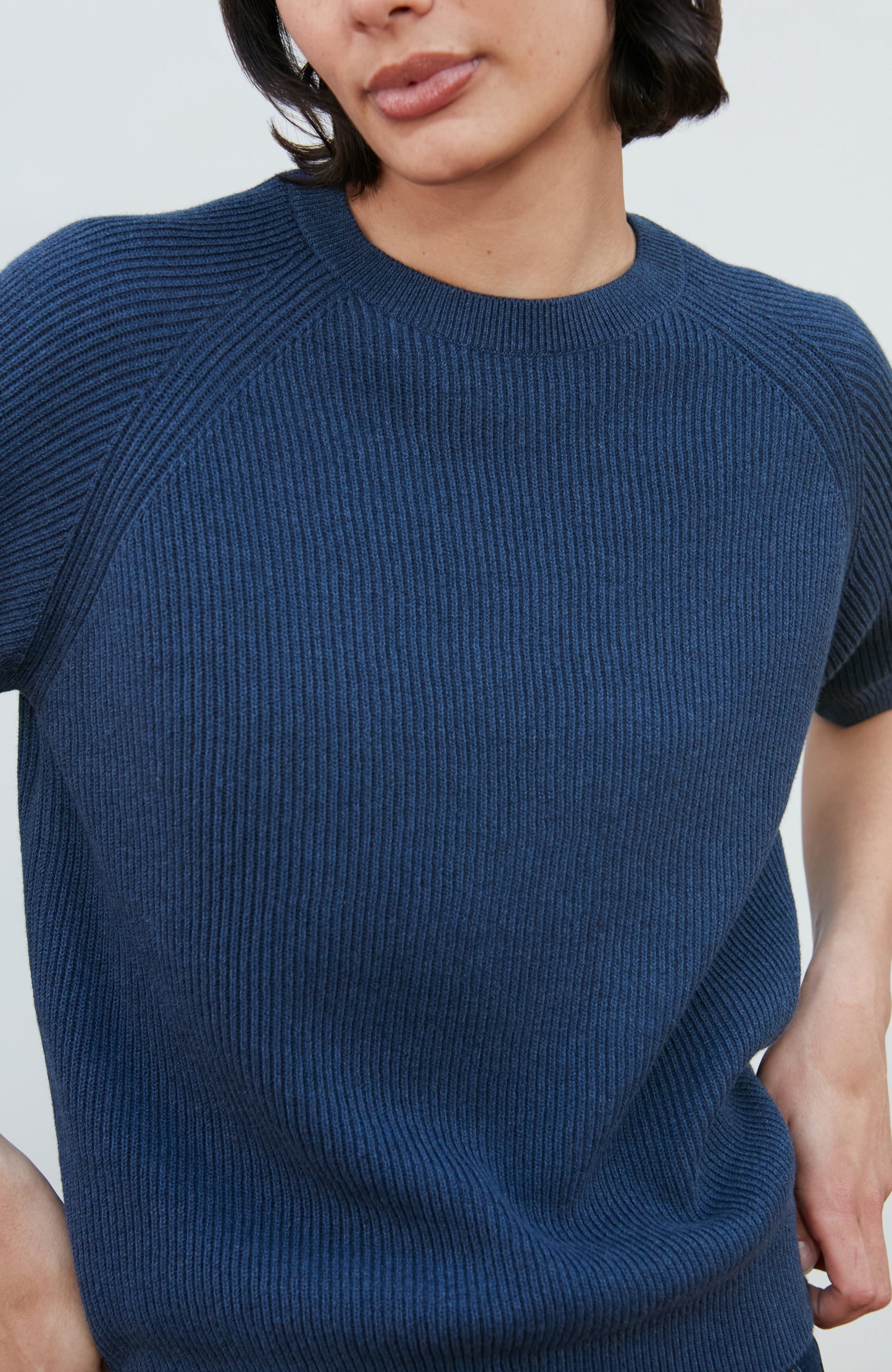Womens Lightweight Cotton Rib Stripe Top