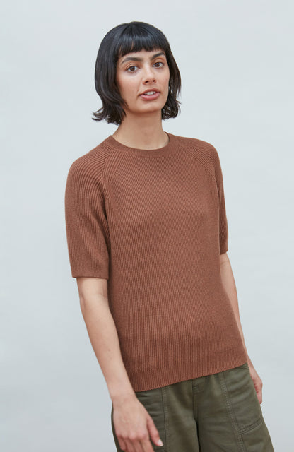 Womens Lightweight Cotton Rib Stripe Top