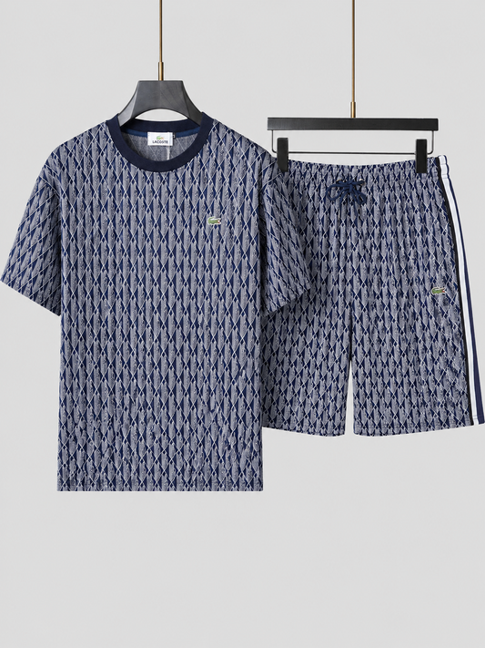 Navy Blue Cotton T-Shirt & Shorts Set