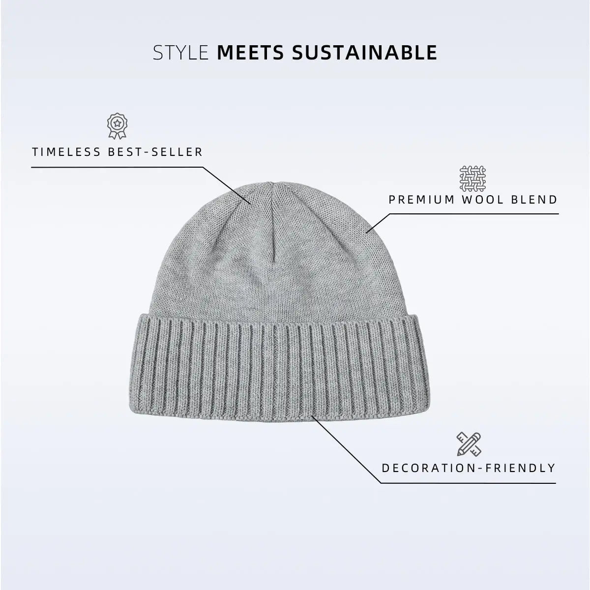 Blank Classic Ribbed Knit Wool Beanie