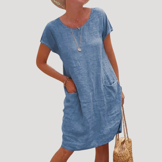 Short-sleeve summer midi dress for women | Isla