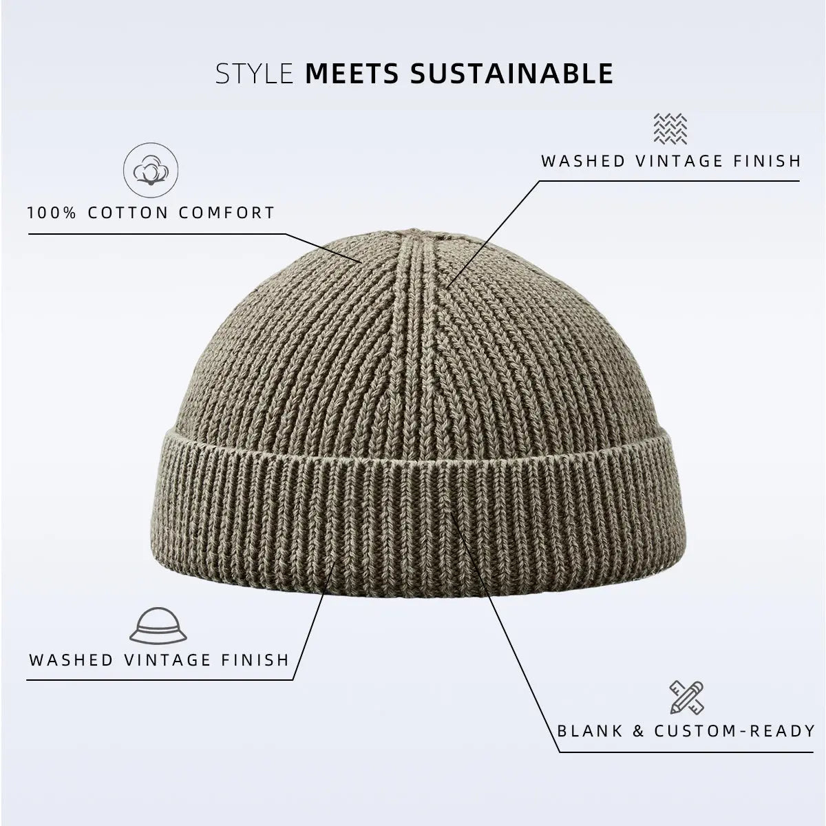 Short Fisherman Cotton Beanie Hat