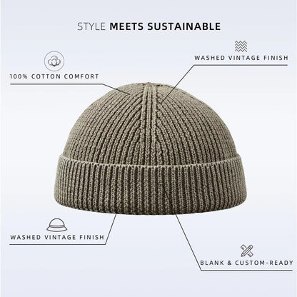 Short Fisherman Cotton Beanie Hat