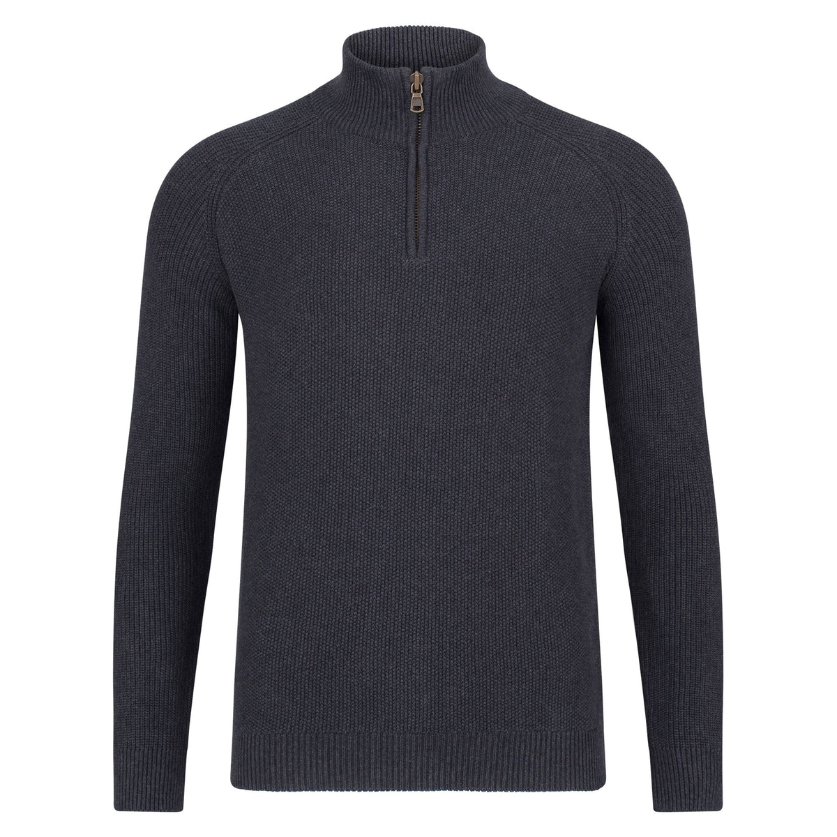 Mens Midweight Cotton Zip Neck Jumper