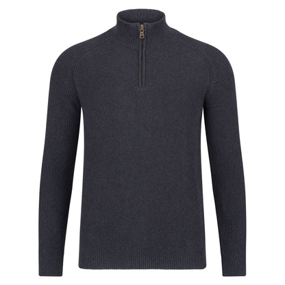 Mens Midweight Cotton Zip Neck Jumper