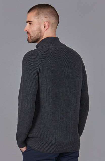 Mens Midweight Cotton Zip Neck Jumper