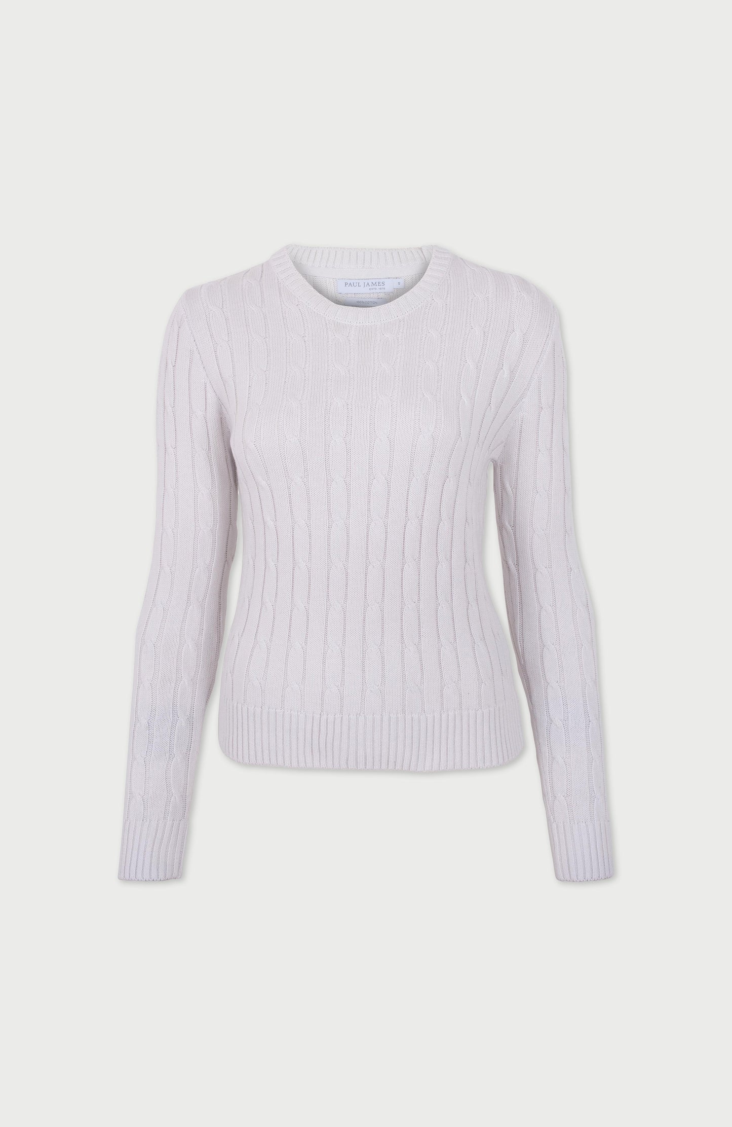 Womens Cotton Cable Crew Neck Jumper
