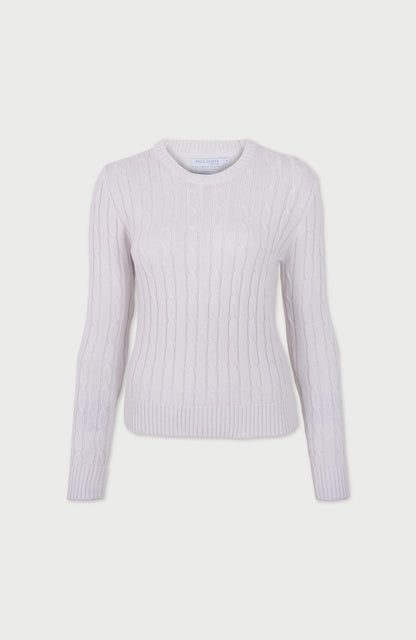 Womens Cotton Cable Crew Neck Jumper