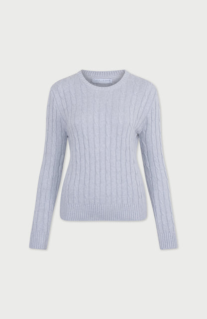 Womens Cotton Cable Crew Neck Jumper