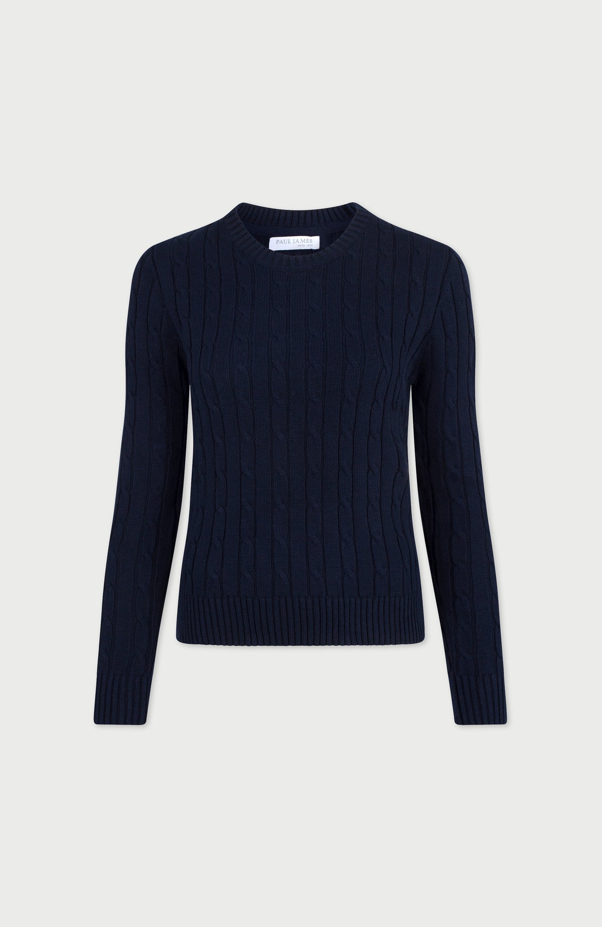 Womens Cotton Cable Crew Neck Jumper