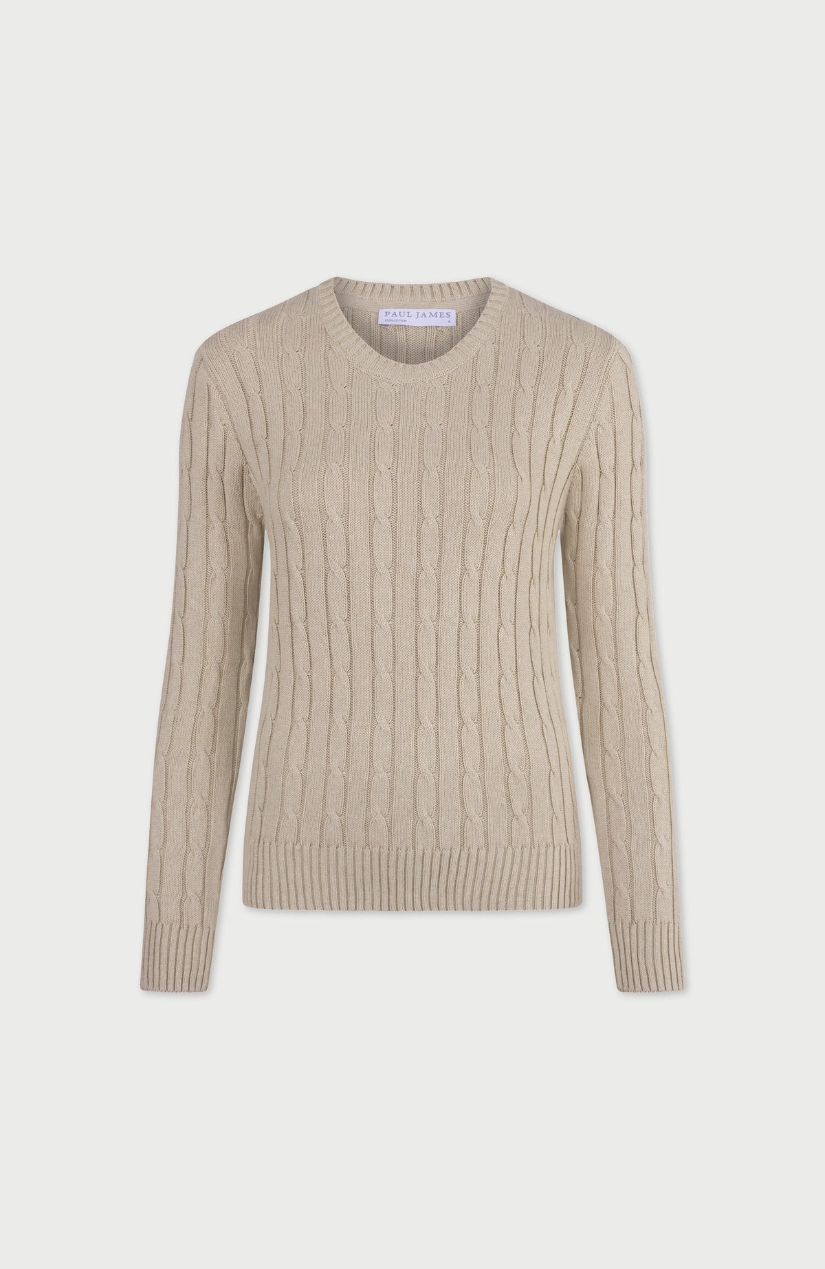 Womens Cotton Cable Crew Neck Jumper