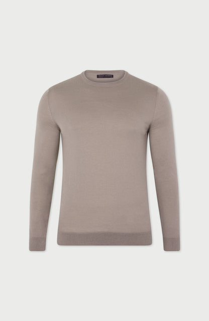 Mens Superfine Merino Silk Crew Neck Jumper