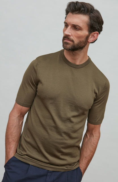 Mens Superfine Merino Wool Knitted T-Shirt