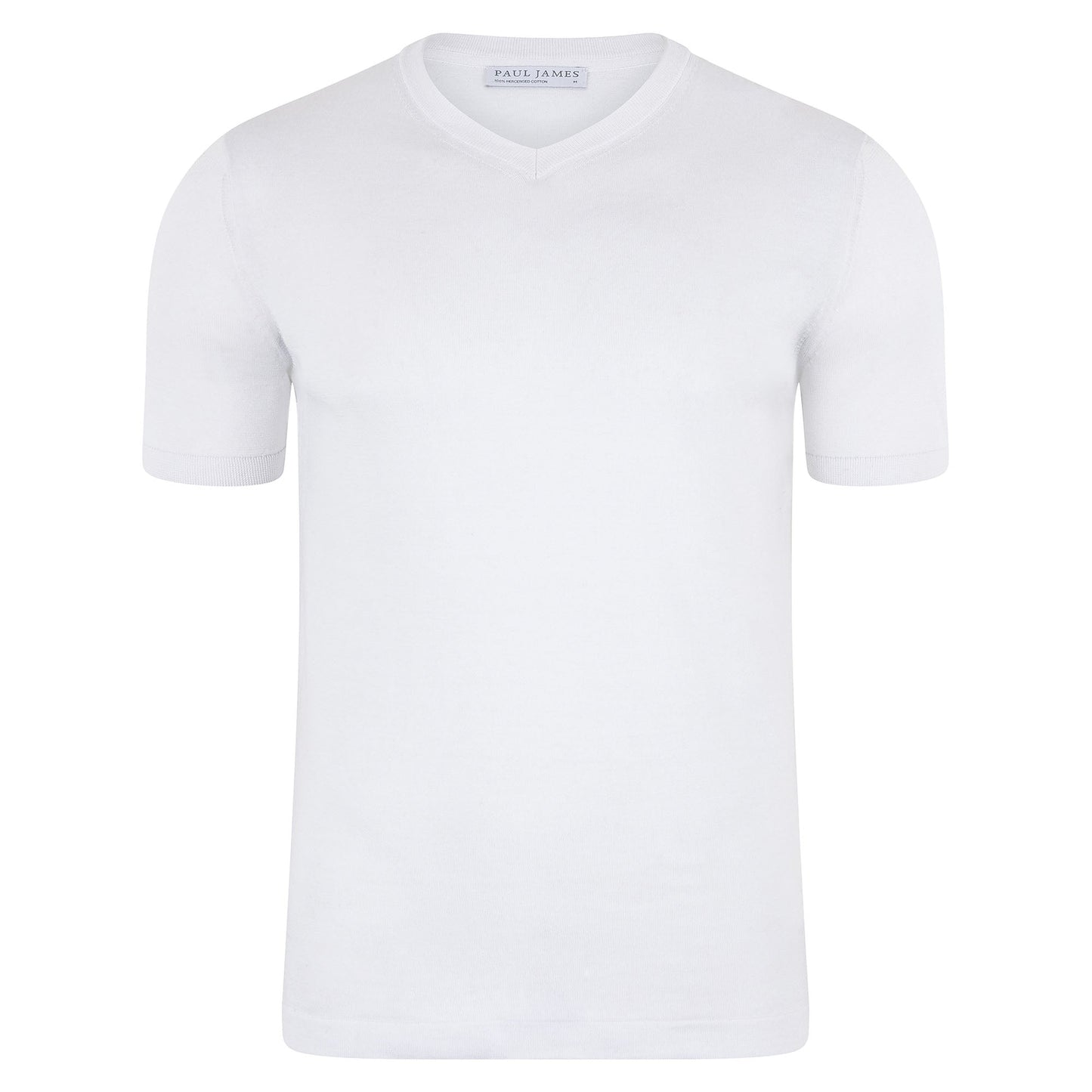 Mens Superfine Mercerised Cotton V Neck Knitted T-Shirt