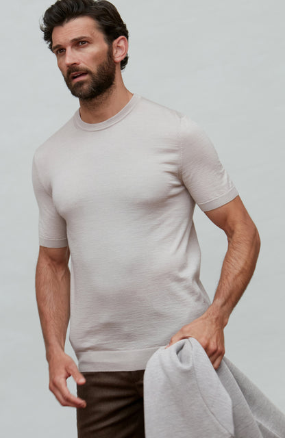 Mens Superfine Merino Silk Short Sleeve Jumper
