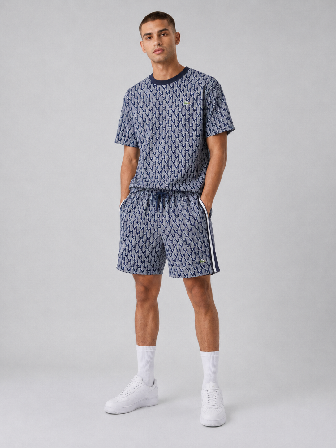 Navy Blue Cotton T-Shirt & Shorts Set