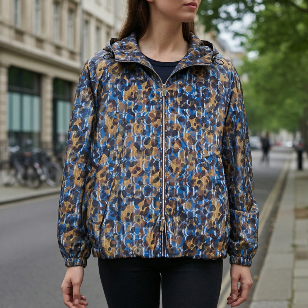Zein Print Midi Hooded Jacket