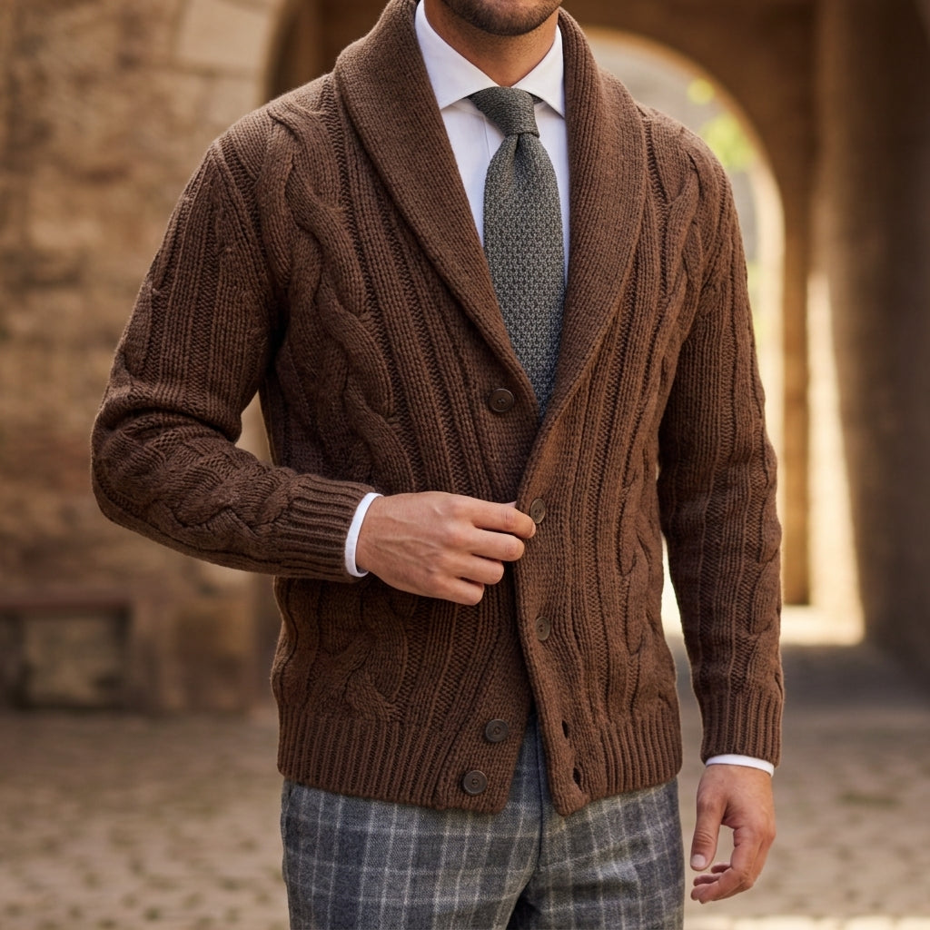 Orion Knitted Cardigan with Shawl Collar
