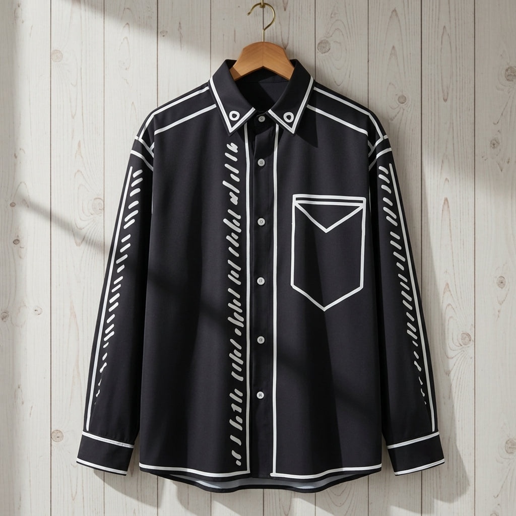 Pryvella Cartoon Printed Line Shirt