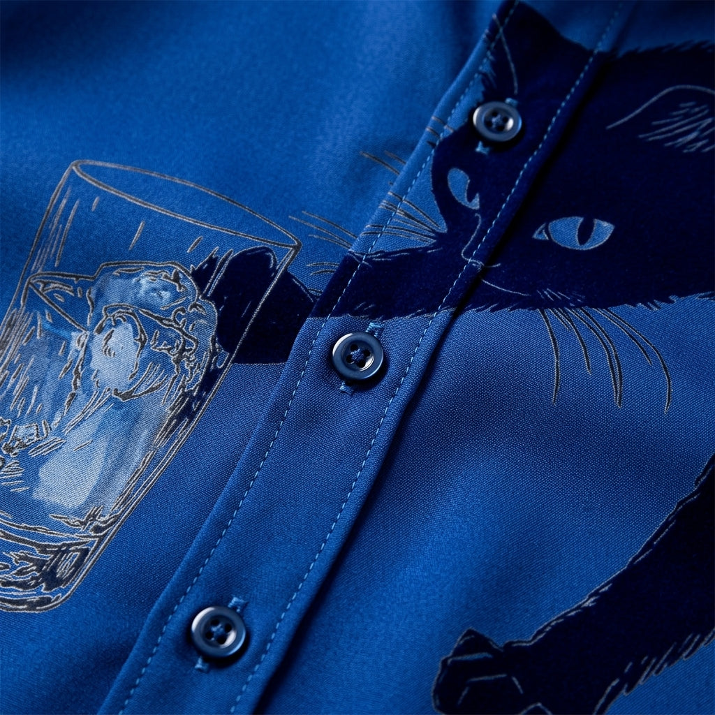 Tavienne Black Cat Print Shirt