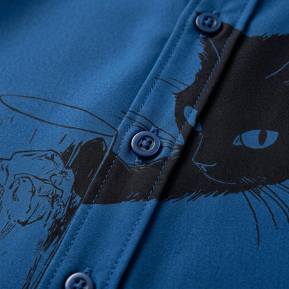 Tavienne Black Cat Print Shirt