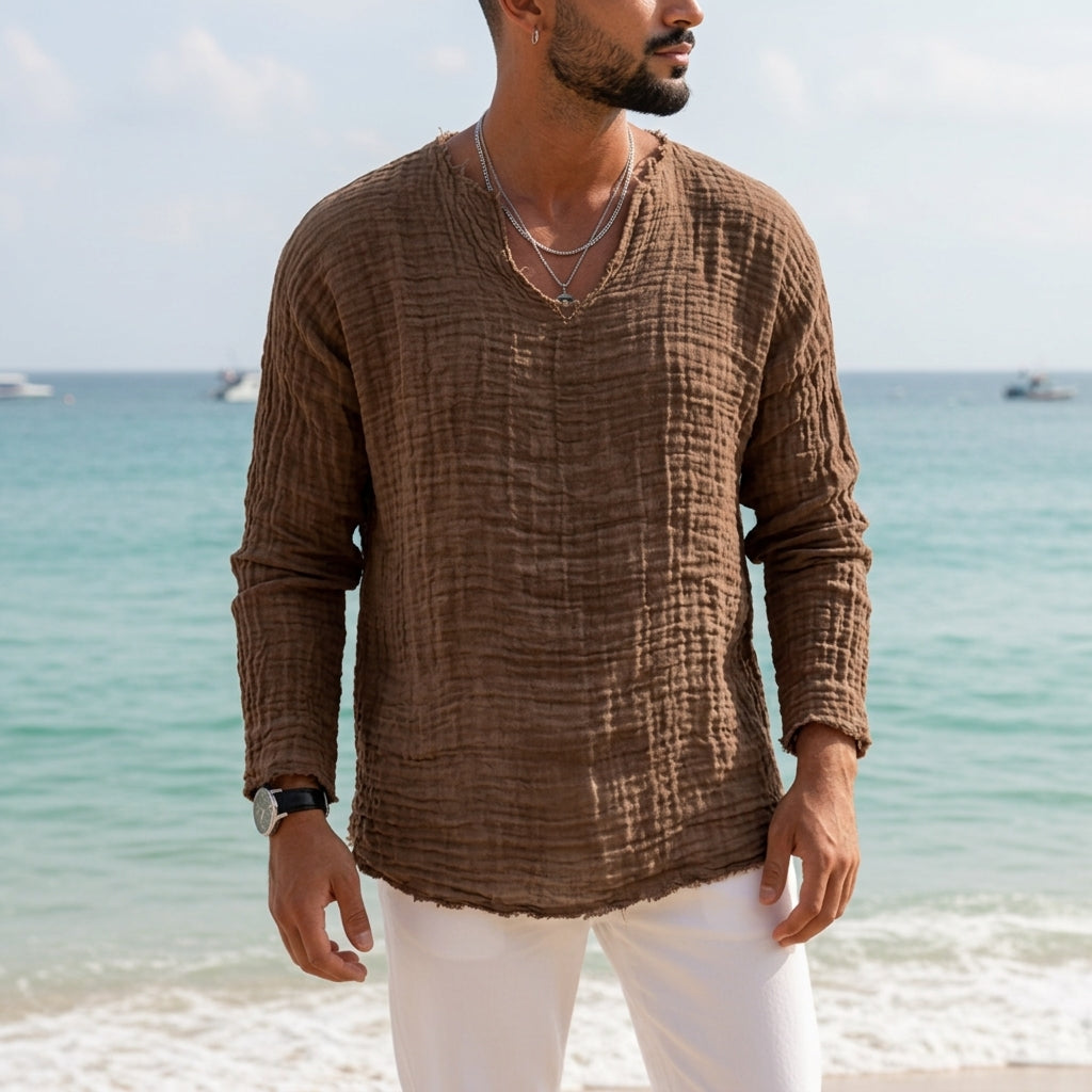 Capri Linen V-Neck Shirt