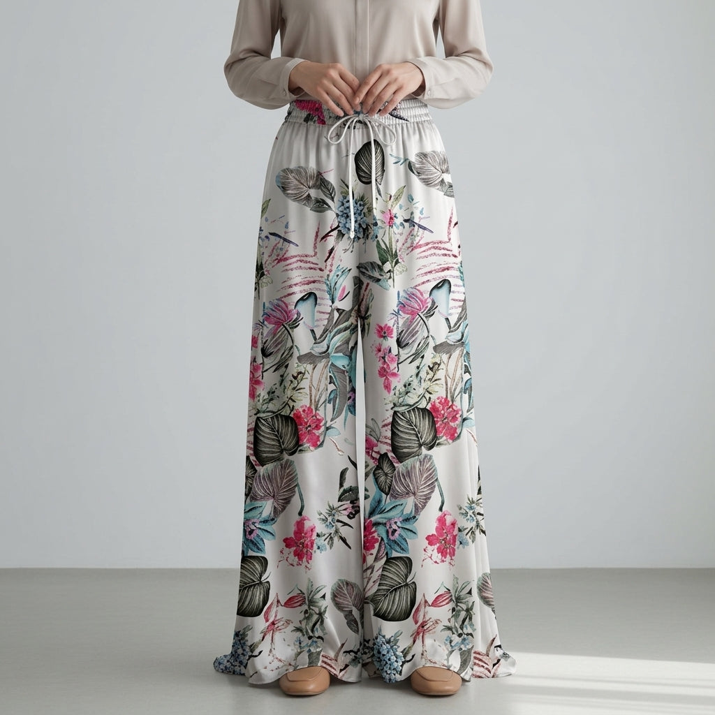 Bohemia Floral Print Wide Leg Pants