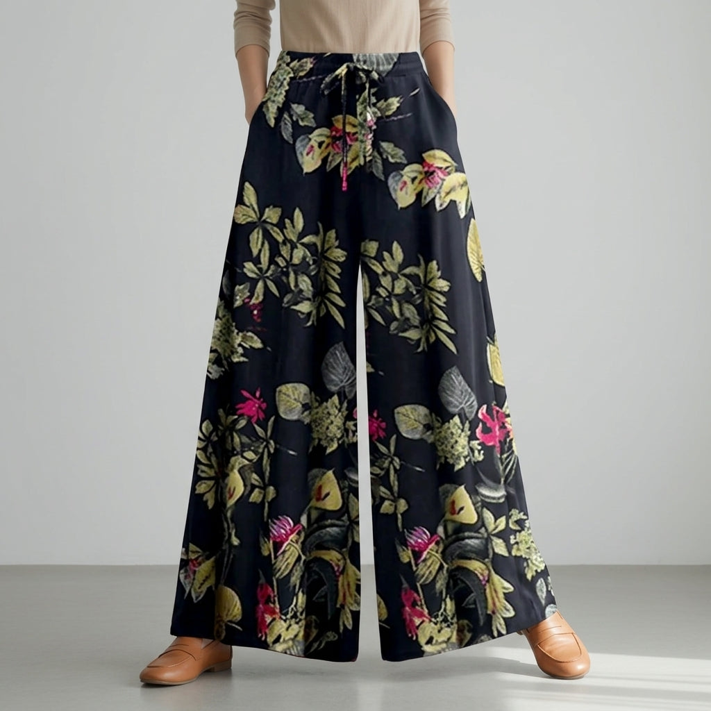 Bohemia Floral Print Wide Leg Pants