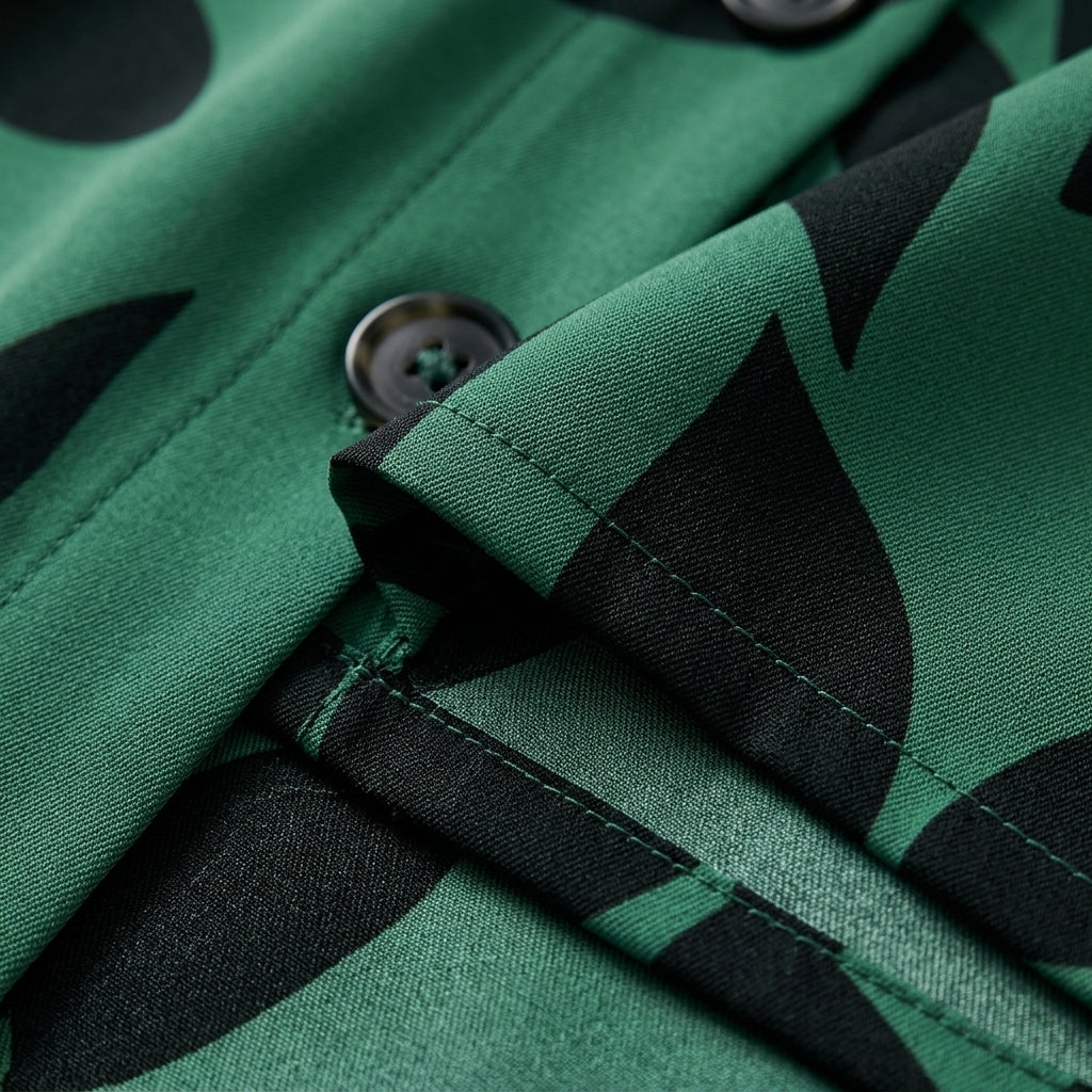 Leaf Print Wide-Legged Pants