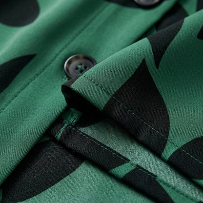 Leaf Print Wide-Legged Pants